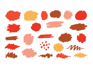 Artistic Hand Drawn Colorful Abstract Brush Stroke Shape Set Element