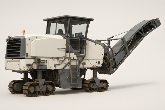 Heavy-duty cold planer with crawler tracks and front conveyor system, used in asphalt milling and pavement surface removal for road construction and maintenance.
