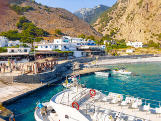 Greek village of Agia Roumeli, Chania, Crete, Greece.