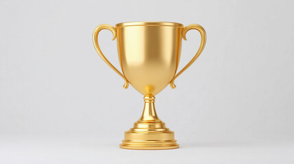 Golden trophy on a plain white background, symbolizing achievement and success in competitions or awards