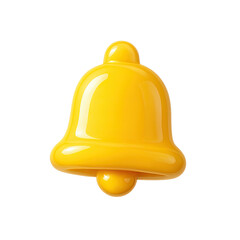 Shiny Yellow 3D Bell Notification Icon on Transparent Background