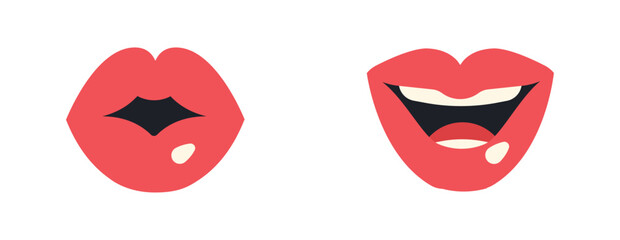 Sexy lips of women or girls flat vector illustrations set
