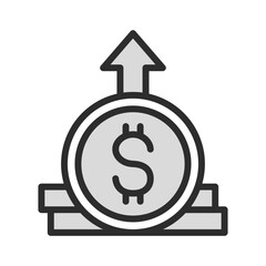 Money Growth Line Icon: Financial Increase, Investment Profit, Business Success, Revenue Up. Editable Vector.