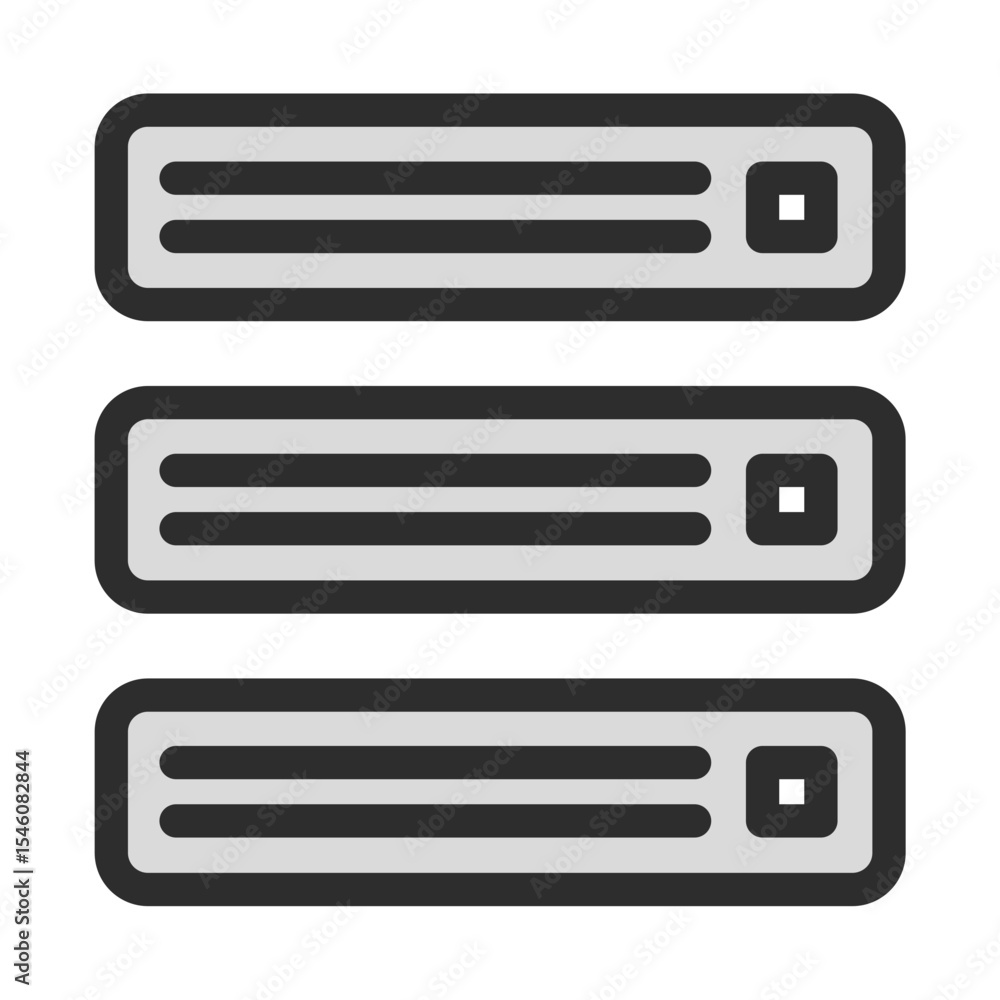 Poster server rack outline icon. vector illustration in modern solid style of data storage and network equi