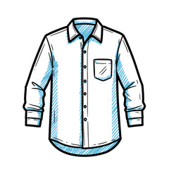Stylized White Shirt Illustration with Blue Accents, Clean Laundry Concept, Fashion Apparel Design, and Commercial Use Element for Graphic Projects