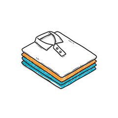 Folded Laundry Doodle: Stack of Clean Polo Shirts Illustration for Laundry Services and Clothing Care Concepts - Hand-Drawn Style Laundry Icon