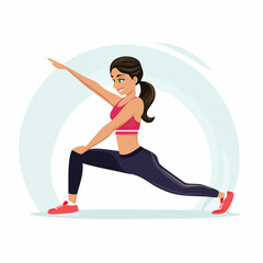 Sport and fitness backgrounds. young woman stretching, vector illustration