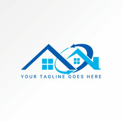 Logo design graphic concept creative premium vector stock image top sell simple roof house with recycle cut swoosh renewable energy home development