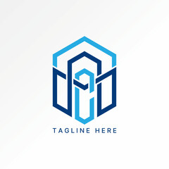 Logo design graphic concept creative premium vector stock image top sell initial NMC font line hexagon monogram pattern art tech fitness home building