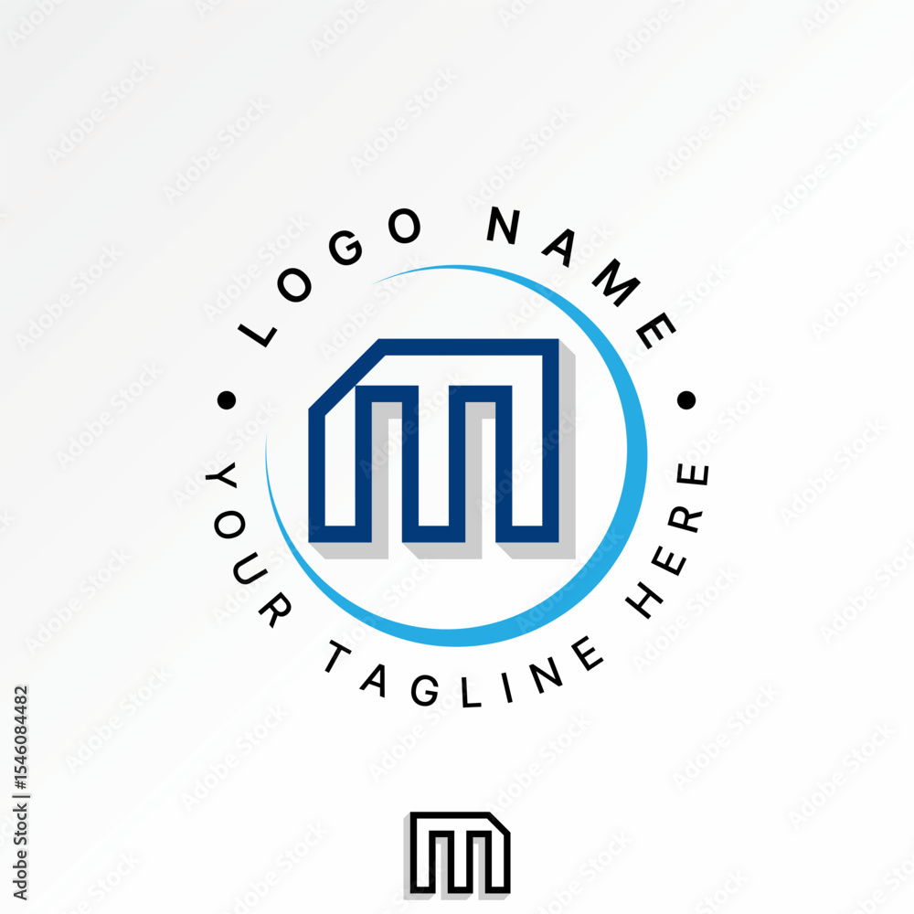 Poster logo design graphic concept creative premium vector stock image top sell initial m font line shadow 