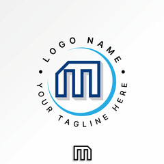 Logo design graphic concept creative premium vector stock image top sell initial M font line shadow circle swoosh to monogram consulting firm app tech