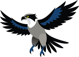 Close-up of a majestic osprey bird in flight with wings spread wide, detailed feathers, sharp talons, and intense eyes isolated on white background – wildlife raptor stock photo