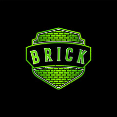 Logo design graphic concept creative premium vector stock image top sell emblem badge guard security Brick wall shield fitness strong soldier building