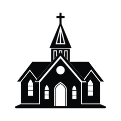 Holy church building with cross silhouette design for faith religion and worship visuals
