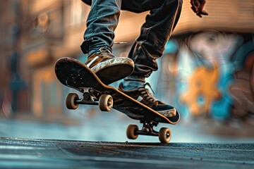Sharp Picture of Skateboard Prowess Nosegrind Trick in Action Sports Photo
