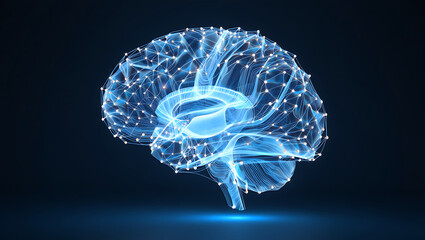 The Light of Wisdom in the Brain , futuristic medical research of brain neural nerve system health care with diagnosis vitals infographic  , generative ai