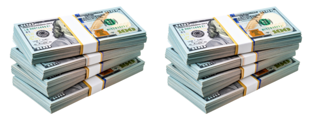 Stack of Dollar Bills in a Neat Pile – Transparent Background