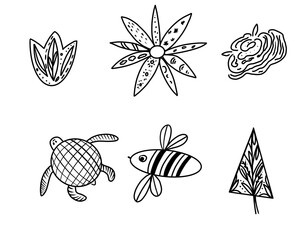 doodling style pictures on white background graphics