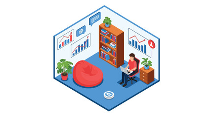 Fototapeta premium Modern Home Office Setup Productivity and Comfort Combined