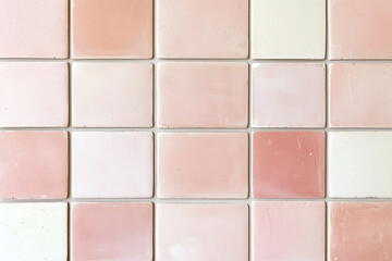 Retro old tiles or mosaic wall background,old pink tile house facade