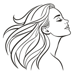 Minimalist side profile illustration of a woman in a graceful pose created with clean line work.