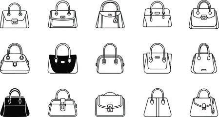 Fototapeta premium Collection of Elegant Handbag Illustrations Diverse Styles and Designs