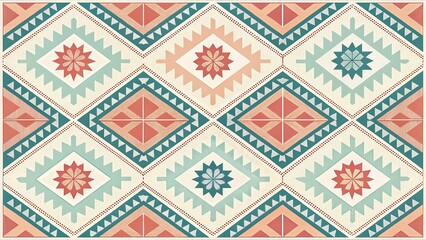Geometric Ethnic Textile Pattern Design Seamless Tribal Rug Inspired Artwork