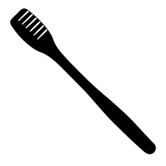 Minimalist Black Toothbrush Silhouette Icon Isolated on White Background - Vector Illustration