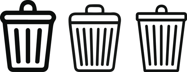 Set of Trash Can and Delete Line Icons vector illustration.