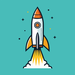 Hand Drawn Sketch Style Startup Rocket Launch Vector Illustration For Creative Business