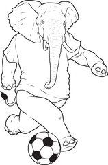 Elephant Soccer player Soccer Sports Animal Vector Graphic Art Illustration