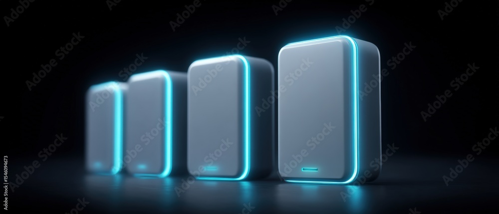 Poster innovative technology devices modern workspace digital assets futuristic environment close-up view t