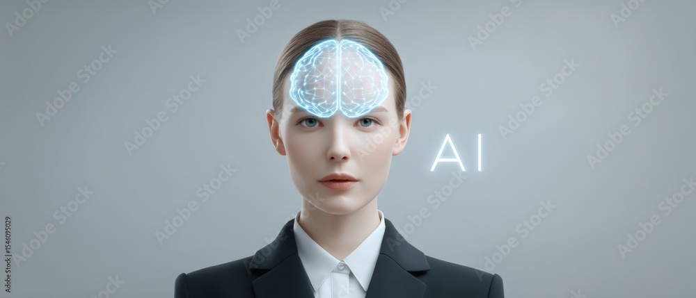 Poster ai integration in business strategies corporate office visual representation modern environment port