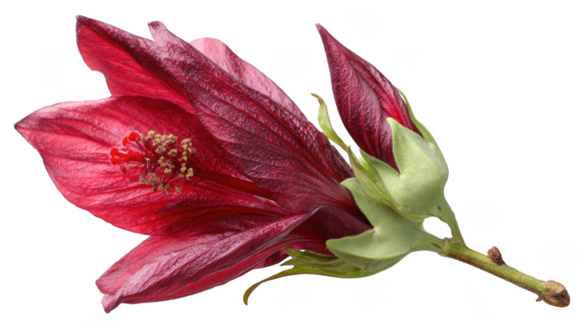 Dark red hibiscus bud isolated on transparent background