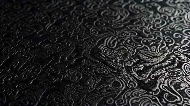 a close up of a black leather texture with a pattern