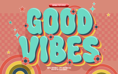 Good vibes colorful 3D editable text effect