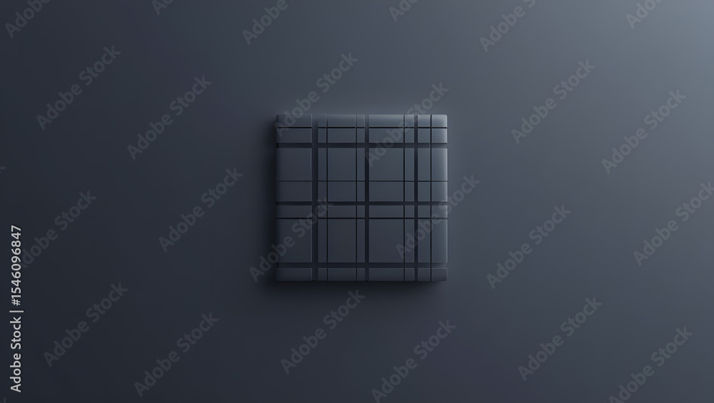 Fototapete dark plaid tile: square tile with an intersecting horizontal and vertical line, rendered in dark gra
