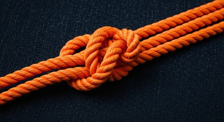 Vivid Orange Rope Knot: Intricate Texture and Dark Background Contrast