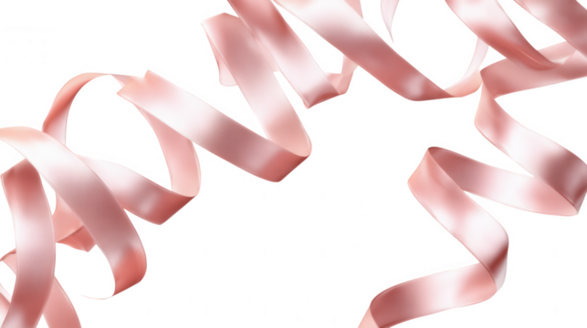 Pink satin ribbon isolated on transparent background
