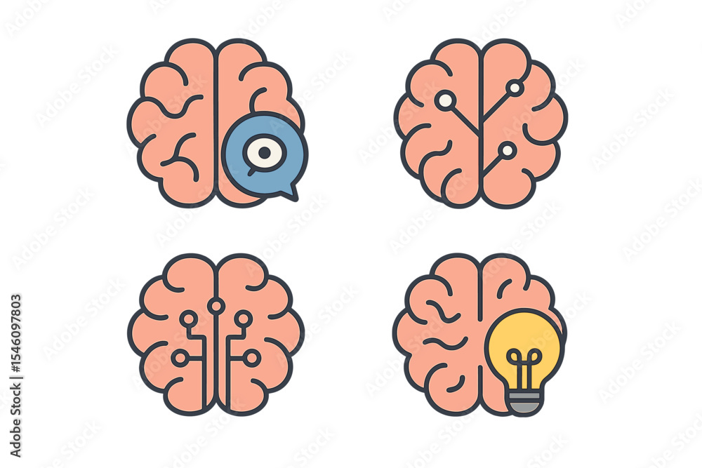 Poster template for brain emblem featuring smart assistant and human brains along with neural engine and cr