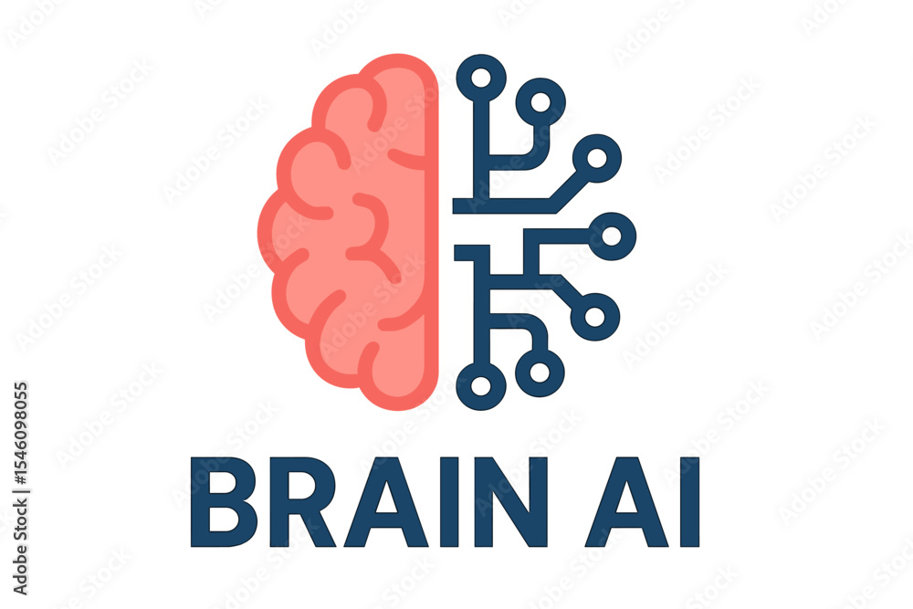 Poster the logo design vector is called brain and it features ai brainstorm