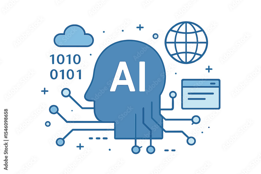 Aufkleber the concept of virtual technology is represented by a web background