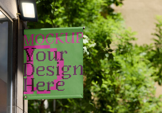 Outdoor hanging fly banner Display Near Trees