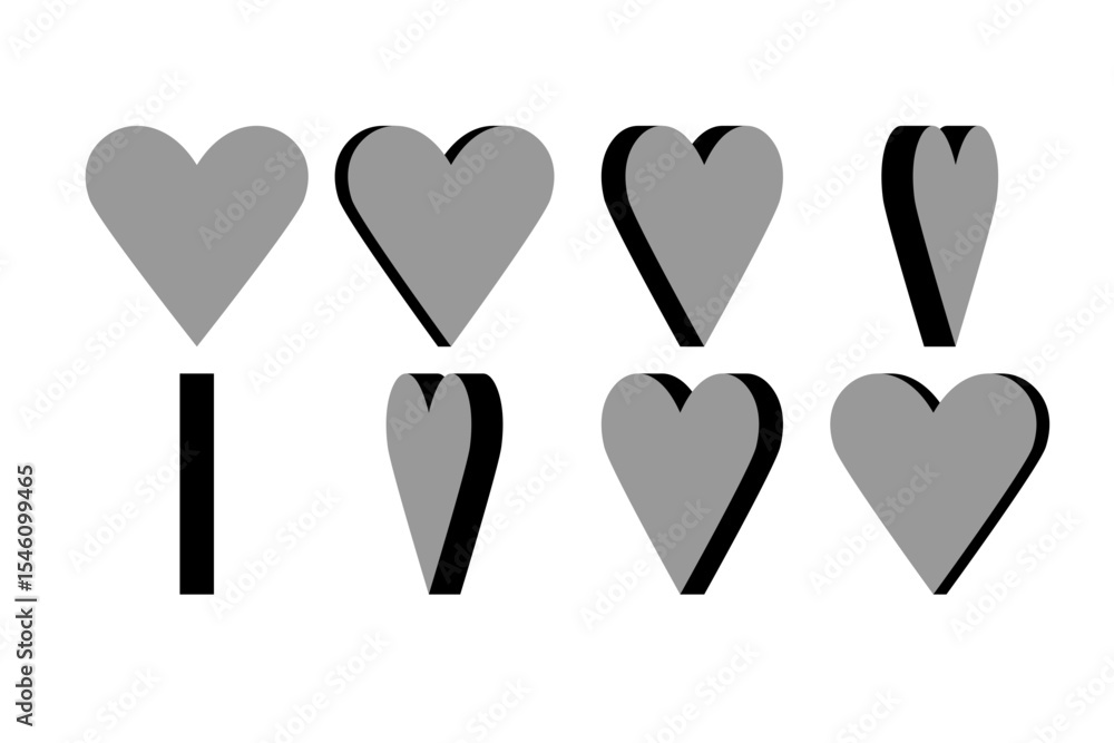 Poster basic 8-frame rotating heart life sprite sheet for 3d style sprite animation in games and app ui. ve