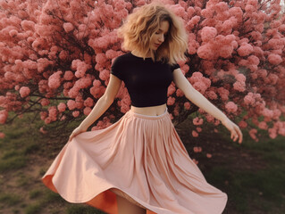 Woman Dancing in Blossom Tree
