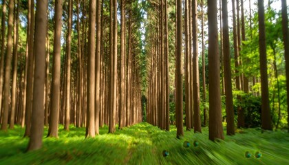 Sunlit Path Through Dense Forest