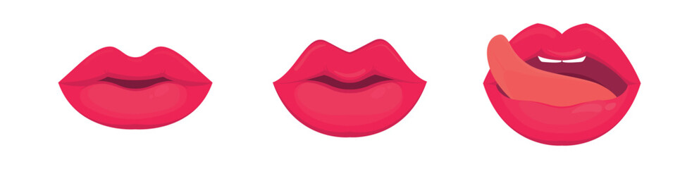 Sexy lips of women or girls flat vector illustrations set