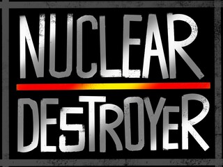 letter nuclear destroyer, word nuclear destroyer with simple font pattern and elegant color, suitable for peace campaign