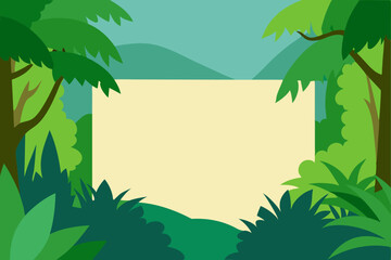 Lush Jungle Landscape Tropical Paradise Illustration with Blank Space for Text