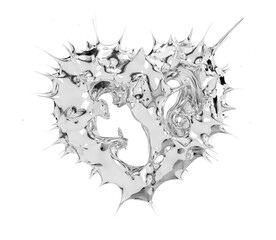 Gritty and glossy, this thorny metallic heart is ideal for concepts of pain, passion, or resilience.